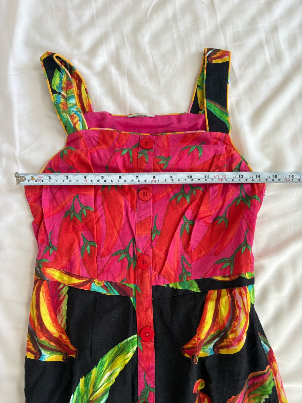 Farm Rio Cashews Chilli Bananas Linen Mini Dress M - Picture 10 of 16